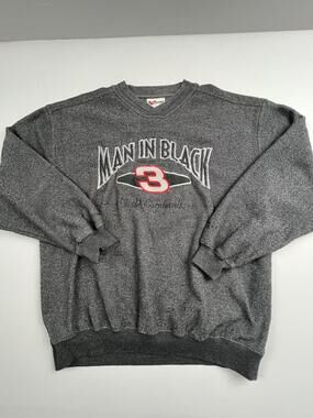 Vintage Dale Earnhardt Sweater Mens Large Gray NASCAR Racing Man In Black Chase